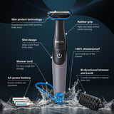 Skin Friendly Showerproof Body Groomer Shaver For Men, Safe For All Body Areas, Including Private Parts BG1025/15 by Philips