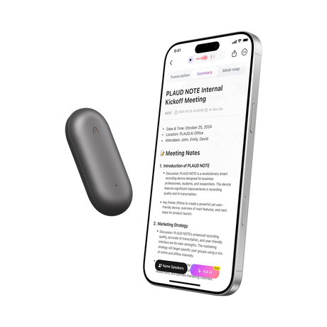 NotePin AI Voice Recorder (Grey) by PLAUD