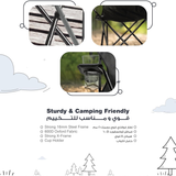 كرسي تخييم مزدوج مع مظلّة وحامل أكواب (CampShade) – كرسي خارجي قابل للطي (أسود) من Porodo 