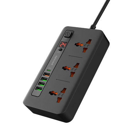 Porodo 3AC 4USB Multi Port Super Hub 2M