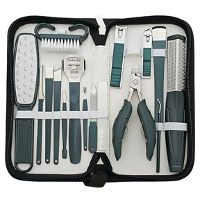 16-in-1 Stainless Steel Nail Clipper Set for Manicure & Pedicure – Portable Grooming Kit with Travel Case by Porodo - SASKA UAE - SASKA.AE