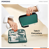 16-in-1 Stainless Steel Nail Clipper Set for Manicure & Pedicure – Portable Grooming Kit with Travel Case by Porodo