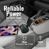 محول طاقة للسيارة DriveStation بقدرة 200 واط – مخرج AC مع كابل Type-C قابل للسحب بطول 70 سم من Porodo