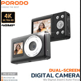 48MP Dual-Screen Mini Digital Camera with 4K Video, 18X Zoom & Autofocus by Porodo