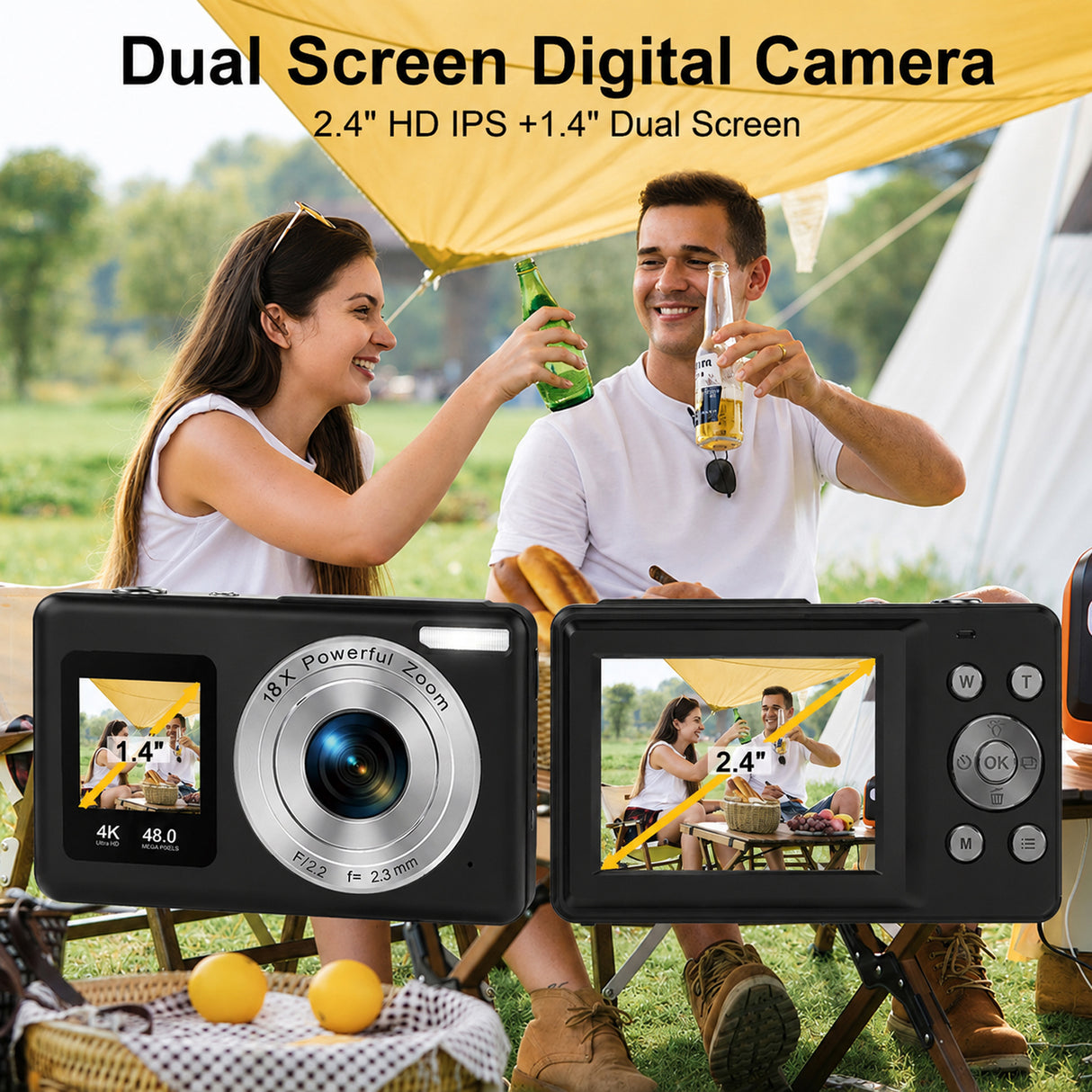 48MP Dual-Screen Mini Digital Camera with 4K Video, 18X Zoom & Autofocus by Porodo