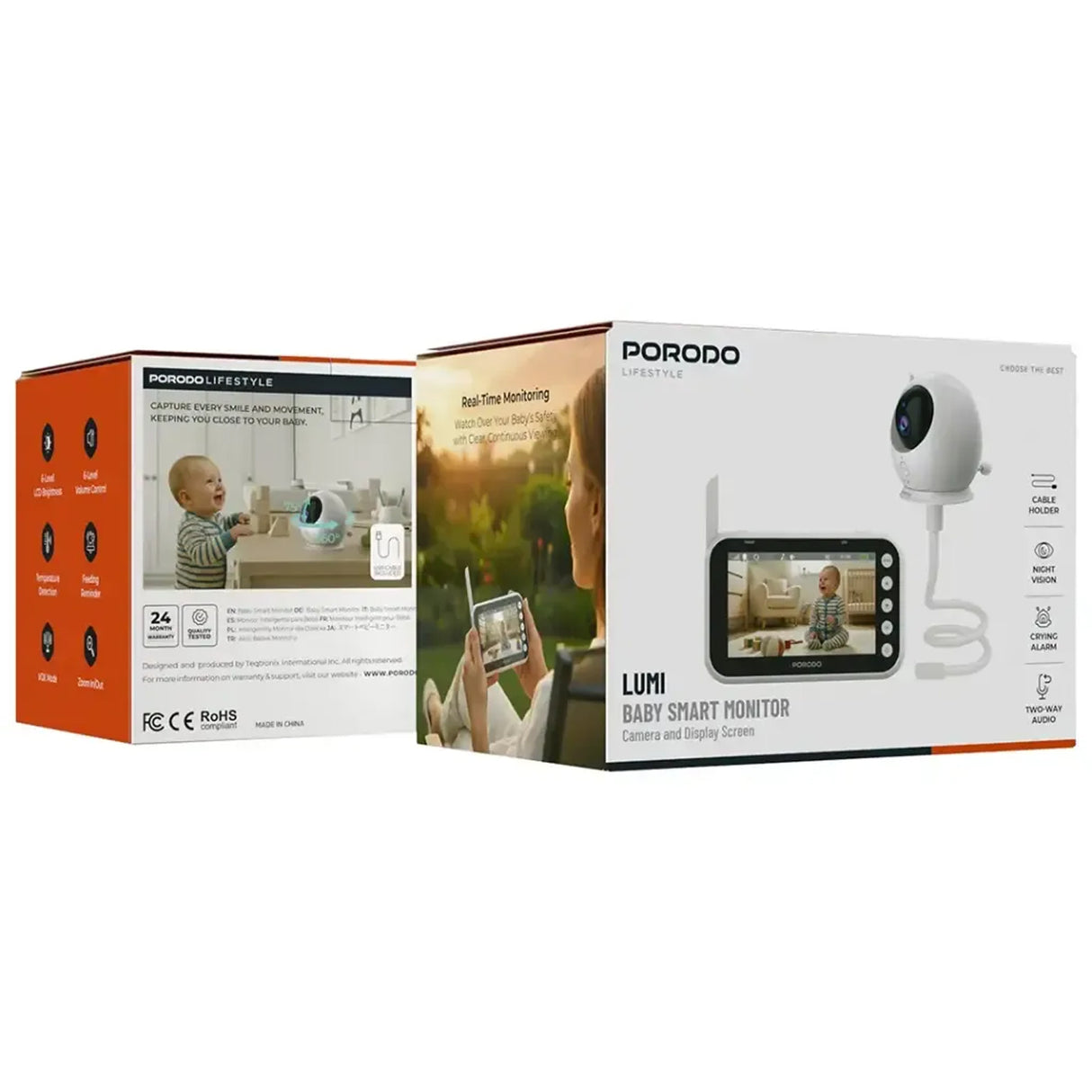 Lumi Baby Smart Monitor with Camera and Display Screen with 4.3" Screen Monitor by Porodo