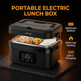 Portable Electric Lunch Box 1L with 8000mAh Battery, Digital Touch Screen & USB-C Fast Charging by Green Lion