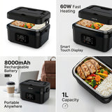 Portable Electric Lunch Box 1L with 8000mAh Battery, Digital Touch Screen & USB-C Fast Charging by Green Lion