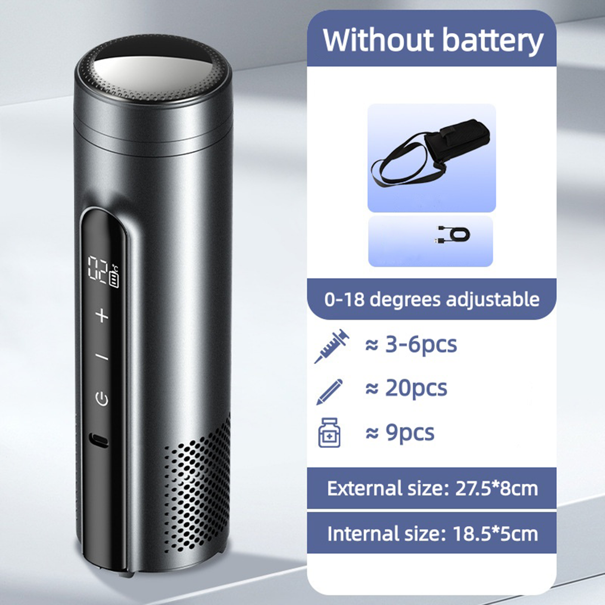 Portable Insulin Cooler Box 0–18°C, Rechargeable Mini Car Medicine Refrigerator