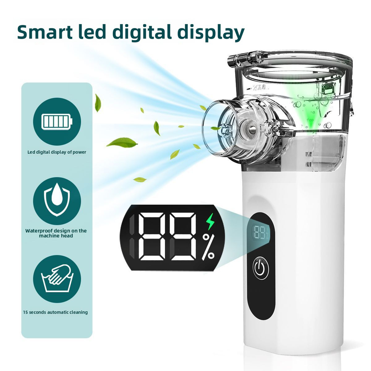 Portable Rechargeable Mesh Nebulizer TZ-W12 – Quiet Handheld Inhalation Device with Digital Display