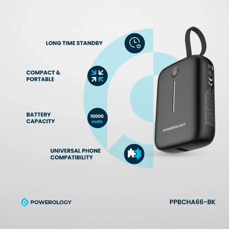 10000mAh Power Bank – 22.5W Fast Charging Compact Portable Charger with Built-in Safety Features by Powerology