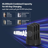 4 in 1 Wireless Power Bank Station 10000mAh*4 with Built-In Cable PD 20W and Magsafe 15W by Powerology