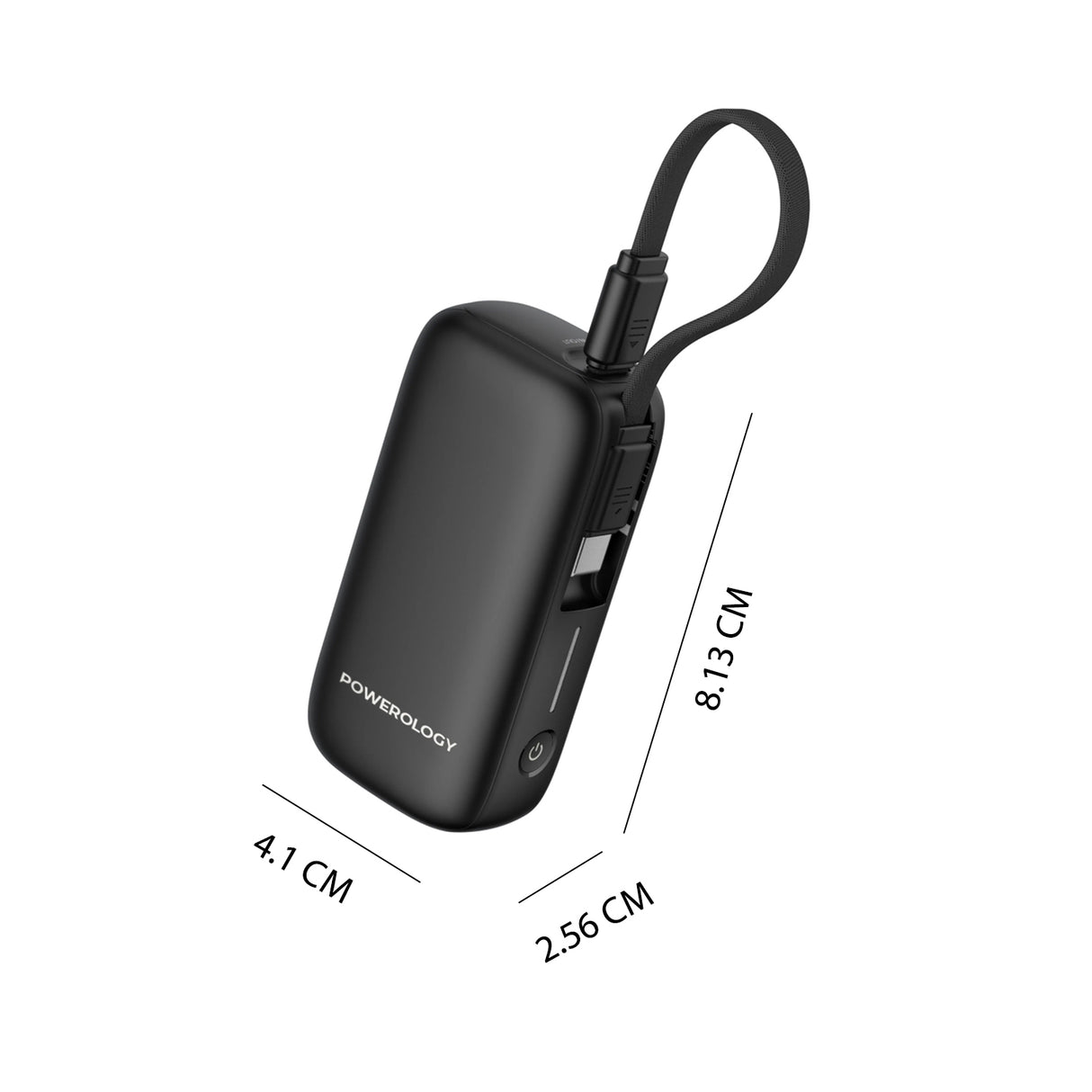 باور بنك PD بقدرة 20 واط وسعة 5000 مللي أمبير، مع USB-C وUSB-A، شحن سريع بحجم مدمج مع كابل Type-C قابل للإزالة من Powerology