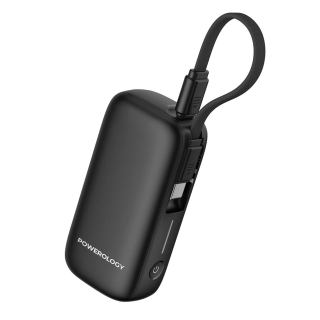 PD20W 5000mAh Power Bank with USB-C & USB-A, Compact Fast Charging with Removable Type-C Cable by Powerology - SASKA . saska.ae