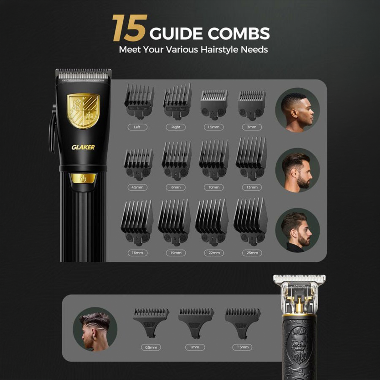Professional Cordless Hair Clipper and Trimmer Kit for Men by GLAKER