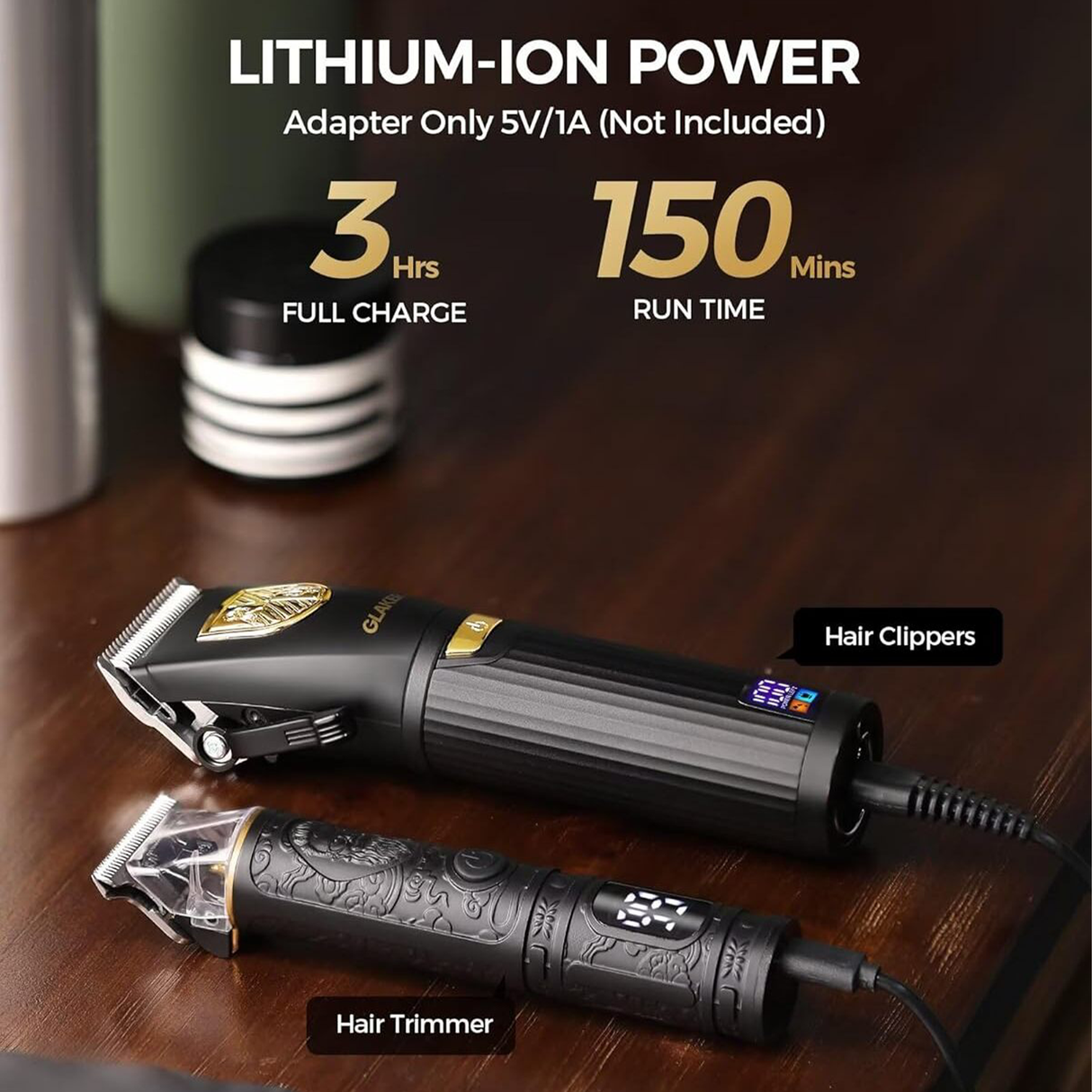 Professional Cordless Hair Clipper and Trimmer Kit for Men by GLAKER