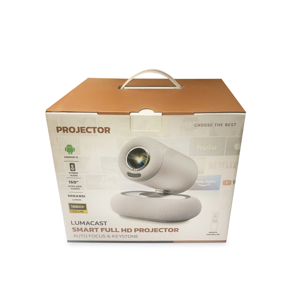 LumaCast Full HD Projector – Auto Focus & Keystone, 4K HDR Support