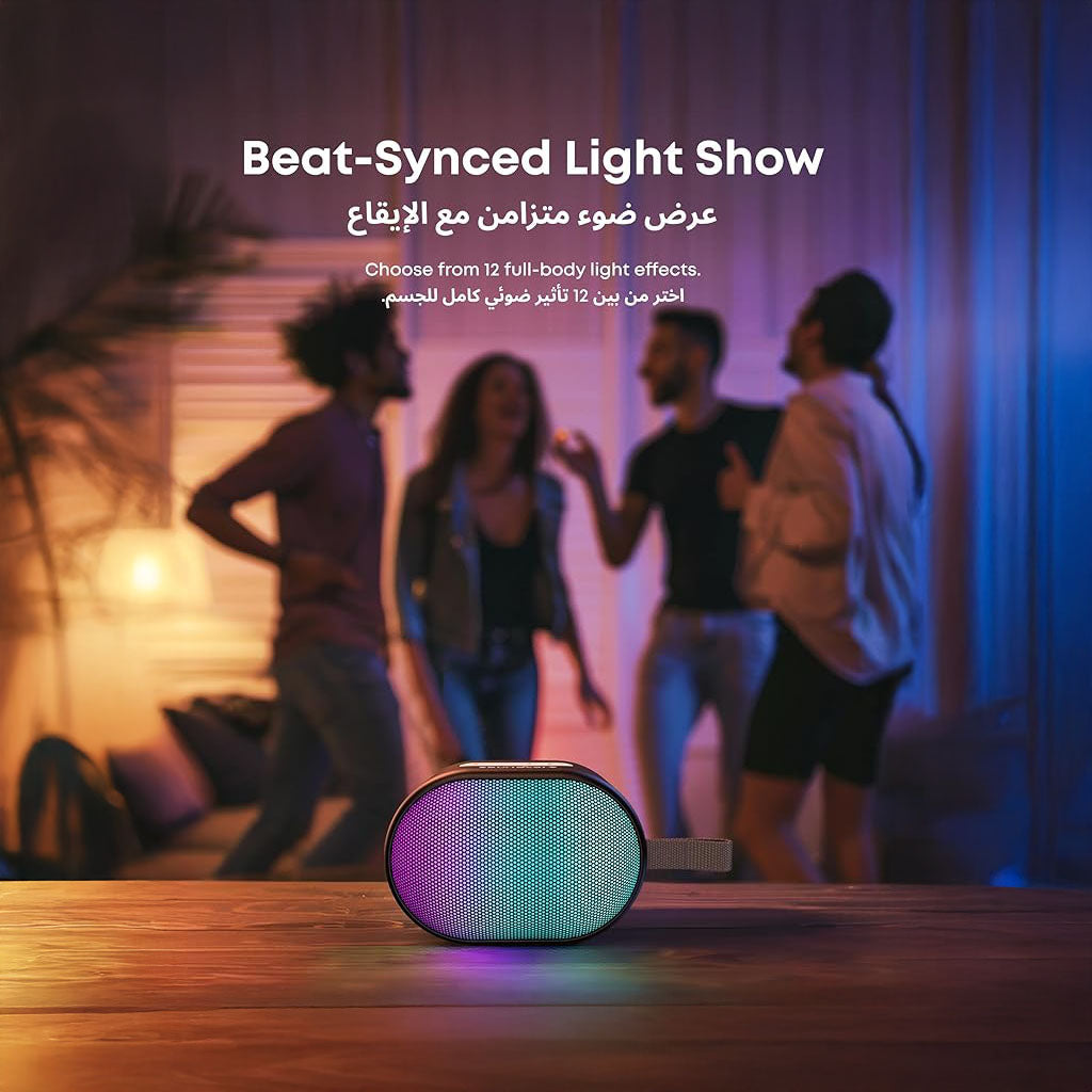 Pyro Mini Portable Bluetooth Speaker with Deep Bass, Ultra-Long 10H Playback and Multiple Light Effects Soundcore by Anker