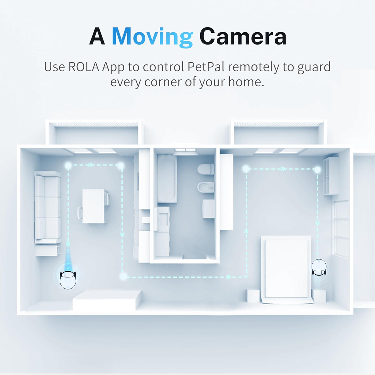 ROLA PetPal Robot Camera – Mobile Indoor Pet Monitoring Robot with HD Live Video, Two-Way Audio & App Control by Enabot
