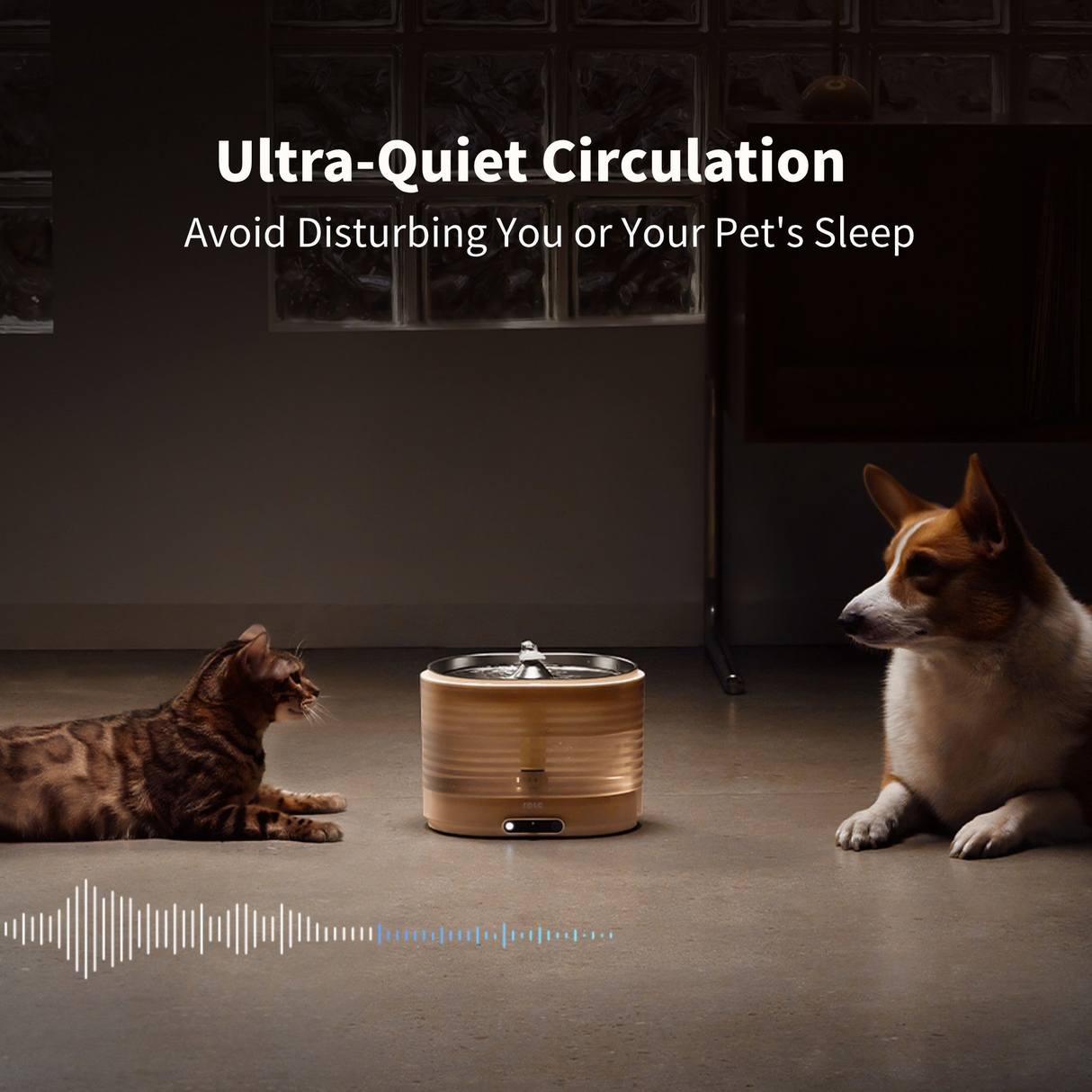 ROLA Smart Pet Water Fountain with Smart App Hydration Monitoring, Wireless Pump & 2L Filtration System - Cordless Version by Enabot