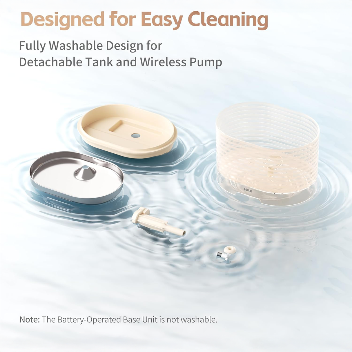 ROLA Smart Pet Water Fountain with Smart App Hydration Monitoring, Wireless Pump & 2L Filtration System - Cordless Version by Enabot