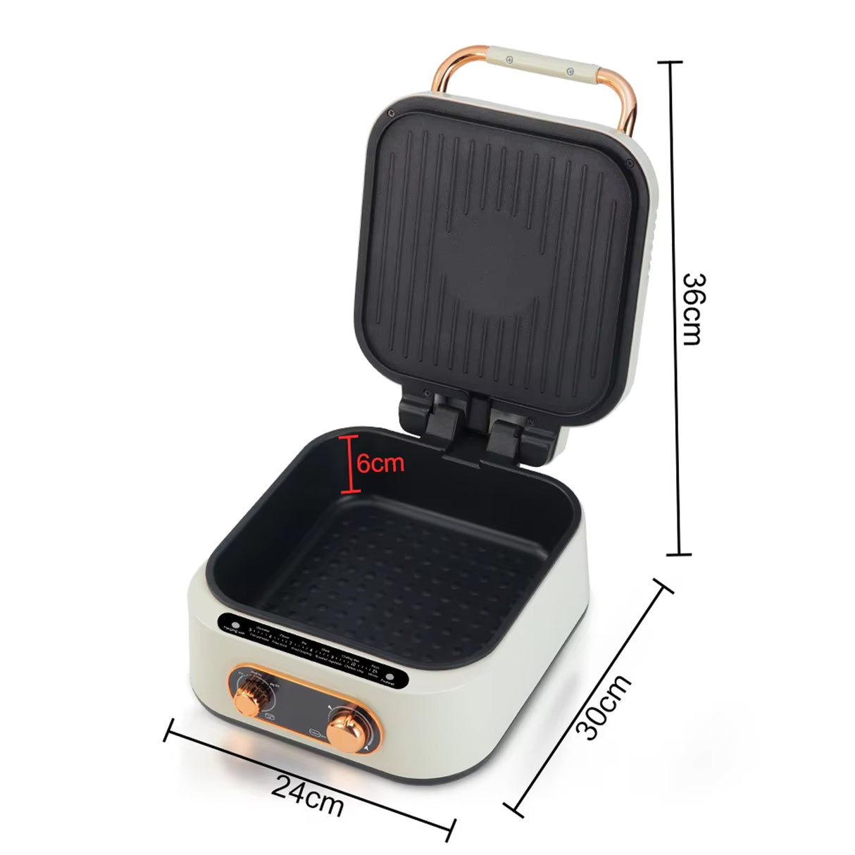 3-in-1 Electric Grill Hot Pot with Double Pan Frying 2.4L by RAF