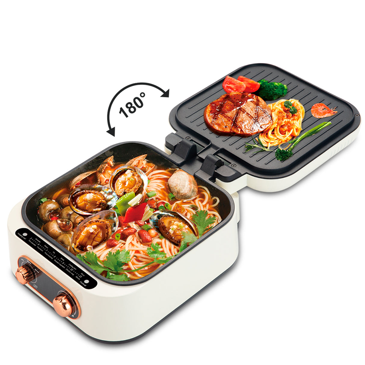 3-in-1 Electric Grill Hot Pot with Double Pan Frying 2.4L by RAF