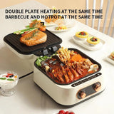 3-in-1 Electric Grill Hot Pot with Double Pan Frying 2.4L by RAF | saska| saska.ae | Electric Grill Hot Pot