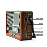 راديو سماعة بلوتوث ريترو محمول مع كشاف LED، راديو FM/AM/SW، تشغيل USB وTF، ساعة مدمجة من DENX