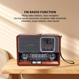راديو سماعة بلوتوث ريترو محمول مع كشاف LED، راديو FM/AM/SW، تشغيل USB وTF، ساعة مدمجة من DENX