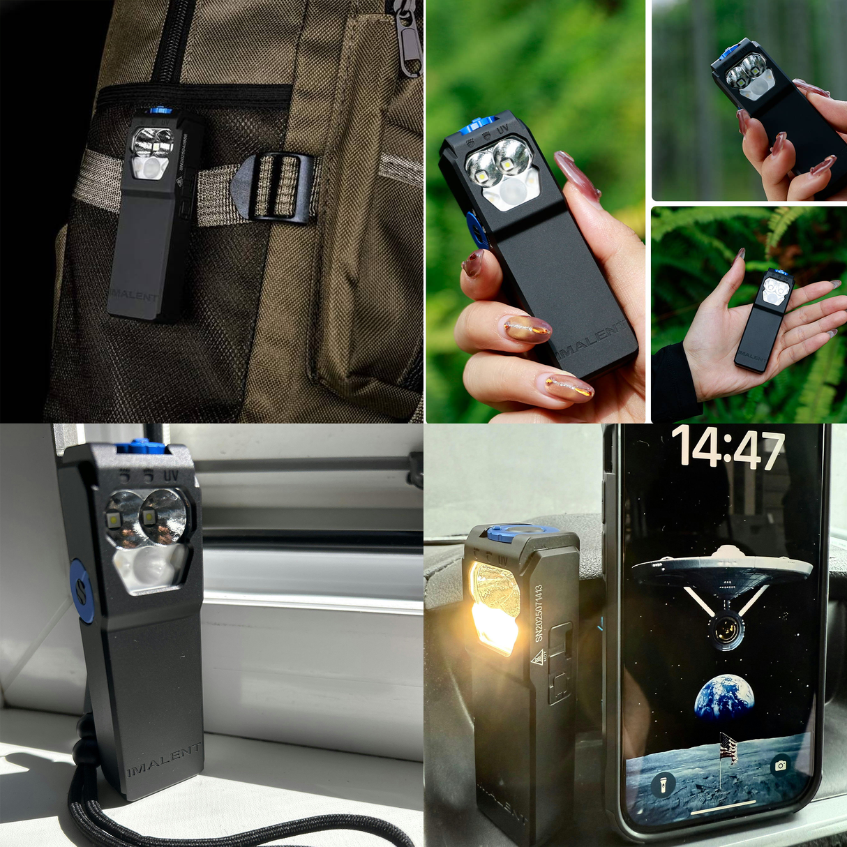 كشاف كليب احترافي 3-في-1 بقوة 2800 لومن GR36، قابل للشحن USB-C، بإضاءة بيضاء دافئة وباردة و UV، قاعدة مغناطيسية ومقاومة للماء من IMALENT