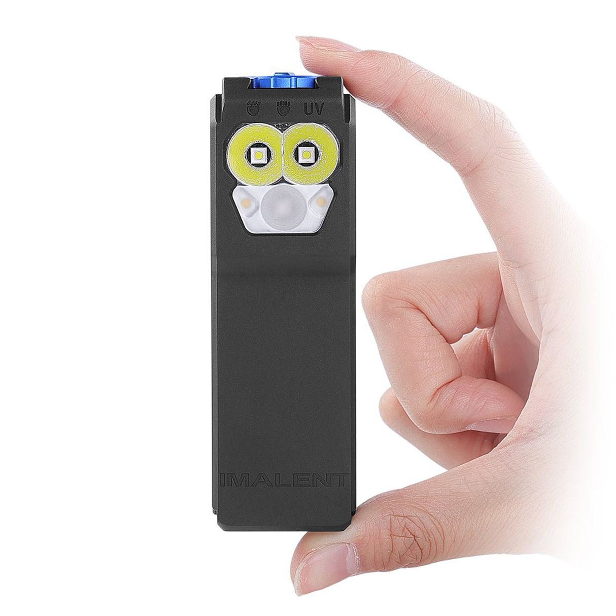 كشاف كليب احترافي 3-في-1 بقوة 2800 لومن GR36، قابل للشحن USB-C، بإضاءة بيضاء دافئة وباردة و UV، قاعدة مغناطيسية ومقاومة للماء من IMALENT