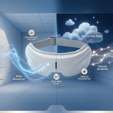Rechargeable Smart Eye Massager with Heat and Bluetooth Music 1200mAh Battery and 180° Foldable by Porodo