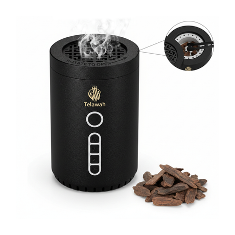Smart OUD Bakhoor Incense Burner with Full Quran Audio MP3 Player Translation and Tafseer Rechargeable Quran Speaker by Telawah - Icense Burner - saska - saska.ae