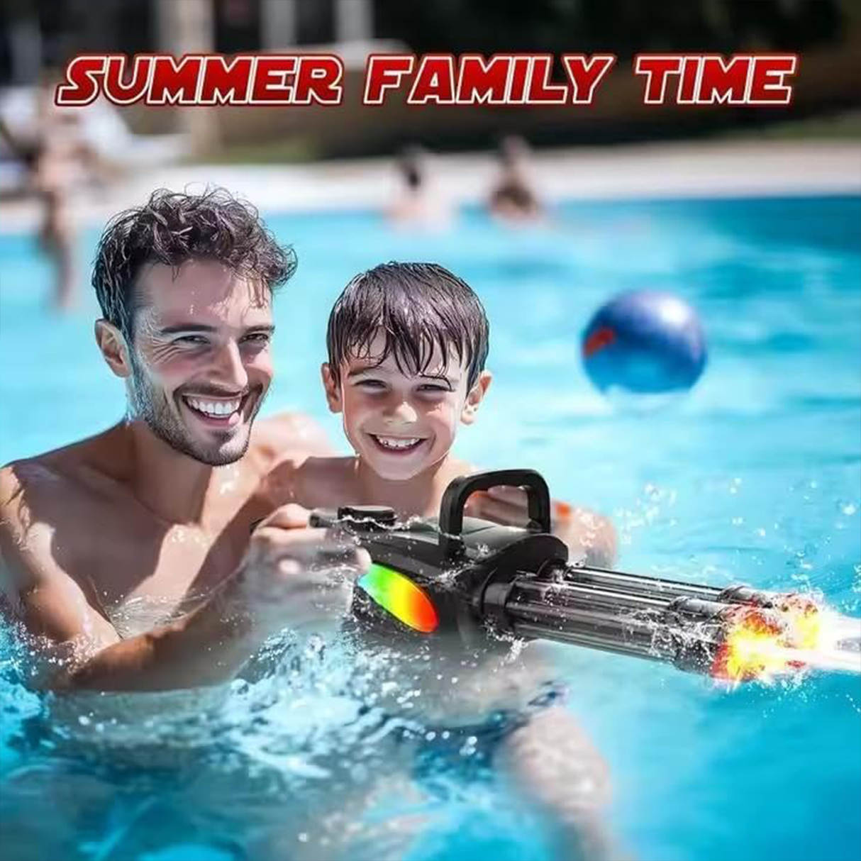 Buy Rotary Barrel Water Gun with LED Light & Modular Battery at SASKA Trading , Dubai UAE