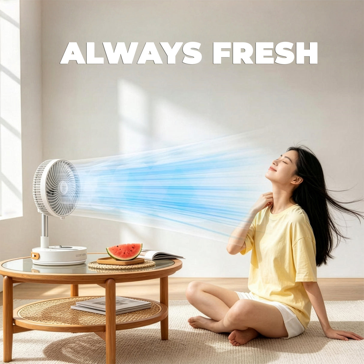 Rovio 8" Folding Fan with 7200mAh Battery, LED Light, Remote Control & Telescopic Stand by Green Lion