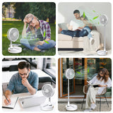 Rovio 8" Folding Fan with 7200mAh Battery, LED Light, Remote Control & Telescopic Stand by Green Lion