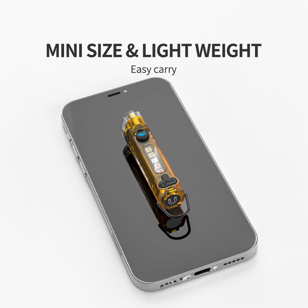Mini Flashlight Keychain LED 8Mode COB Laser Type-C Rechargeable by SMILING SHARK