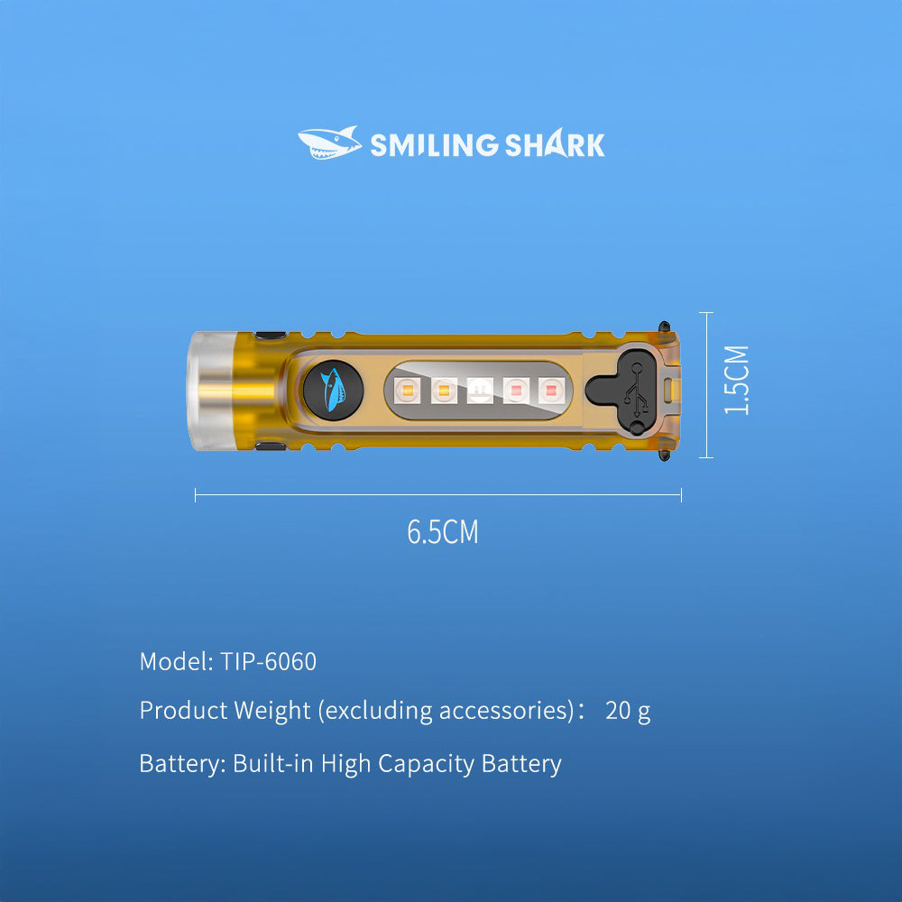 Mini Flashlight Keychain LED 8Mode COB Laser Type-C Rechargeable by SMILING SHARK