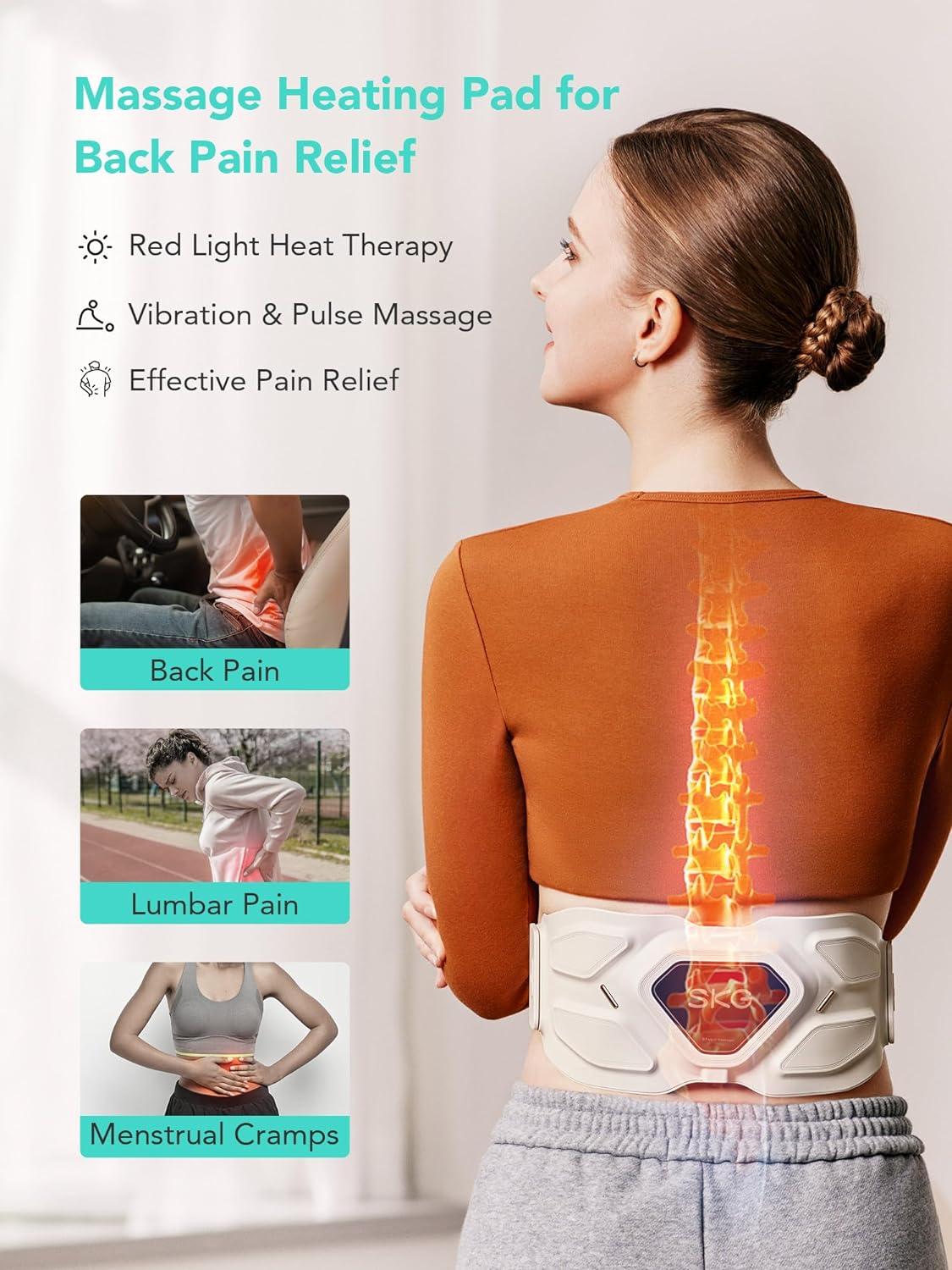 SKG Infrared Vibrating Lower Back Massager for Pain Relief