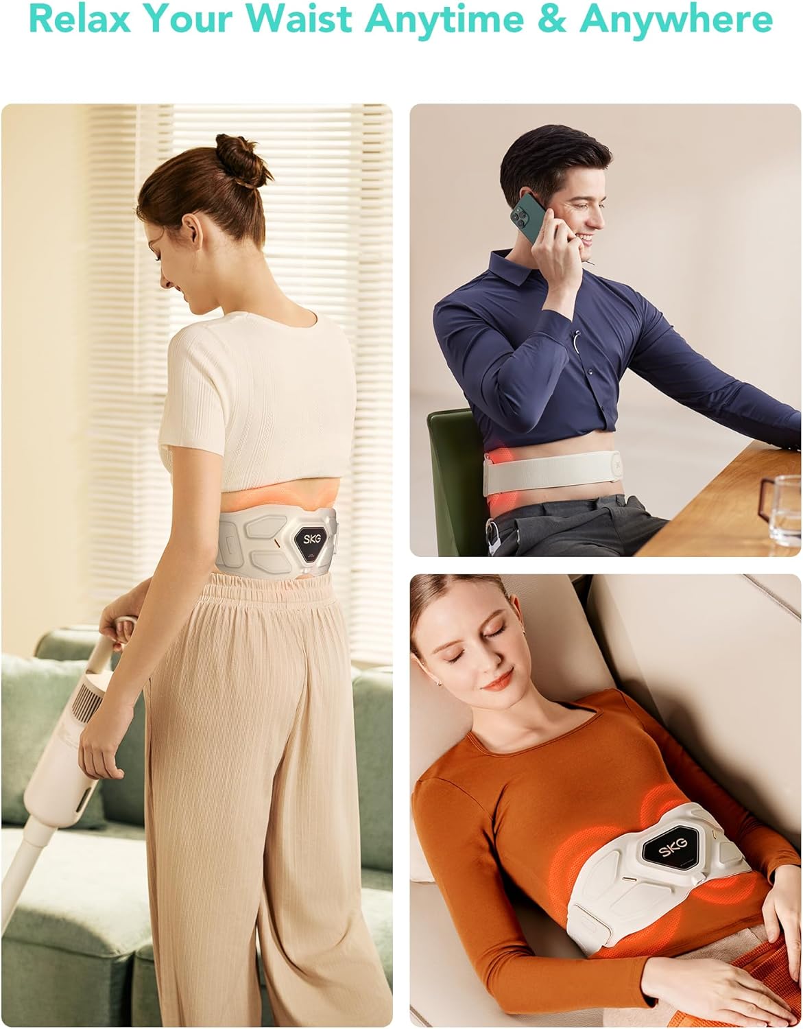 SKG Infrared Vibrating Lower Back Massager for Pain Relief