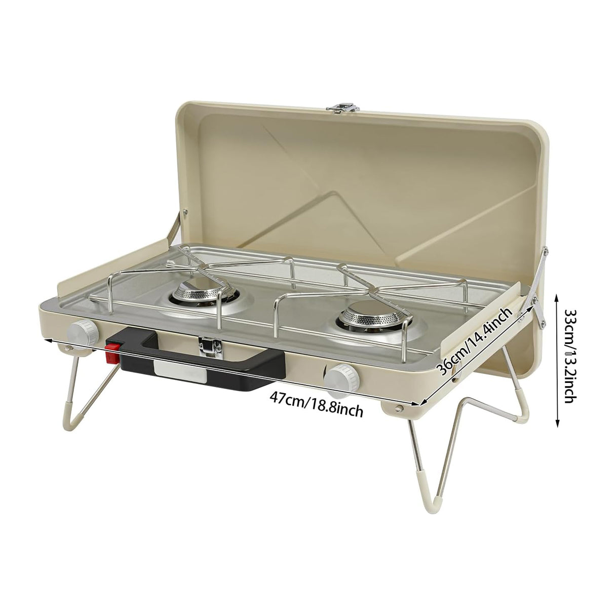 2-Burner Portable Camping Stove – Lightweight Outdoor Gas Grill with Non-Stick Surface