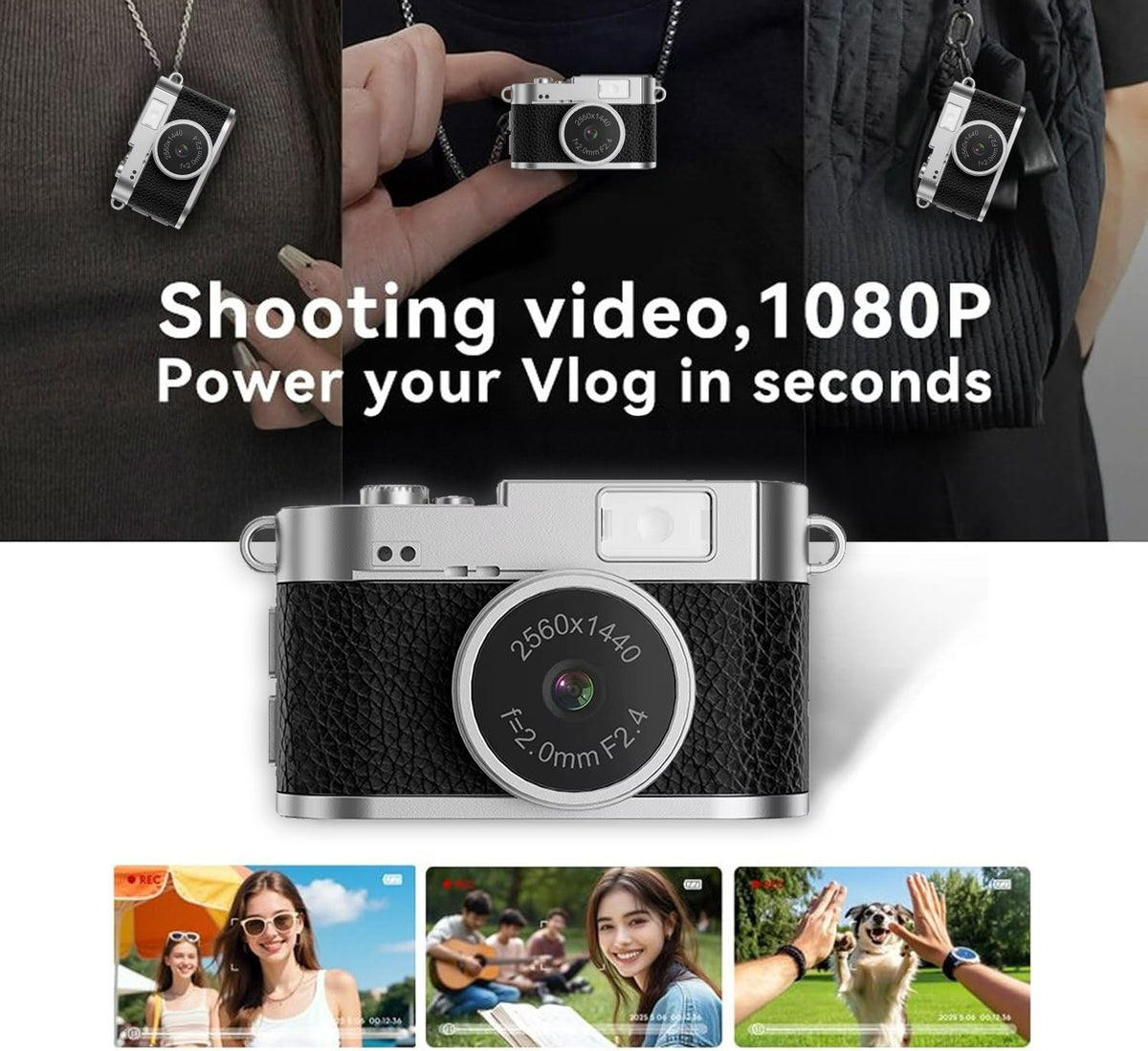 Mini Digital Camera – Portable (2K) Camcorder, Switchable Filters and