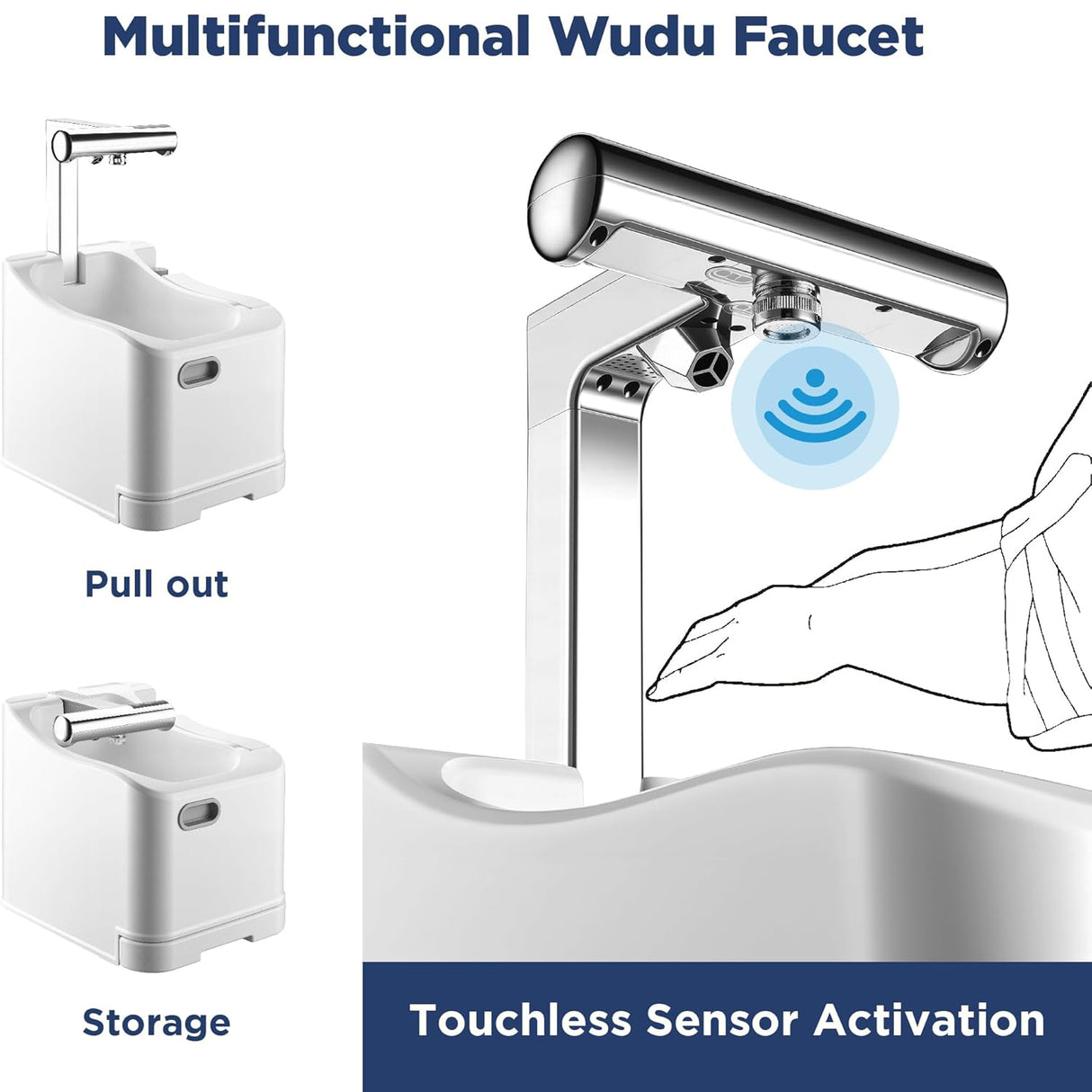 حوض غسيل محمول يعمل بالبطارية للاستخدام في الوضوء والتخييم ورعاية المسنين والسفر والمنزل من INNOVIA