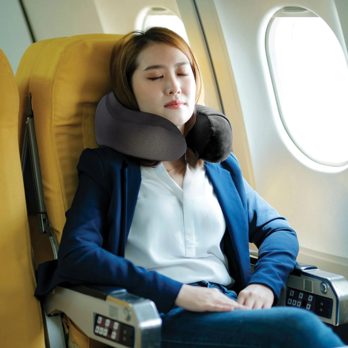 Premium Memory Foam Neck Support Pillow for Flights, Road Trips, and Home Use By Green Lion