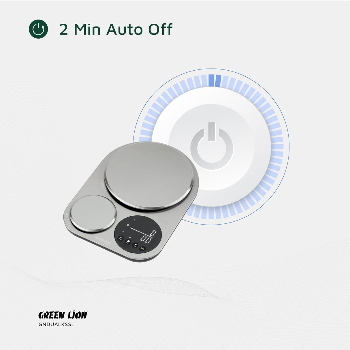 Precision Kitchen Scale, Dual Platforms 5kg & 500g, LCD Display, Silver by Green Lion