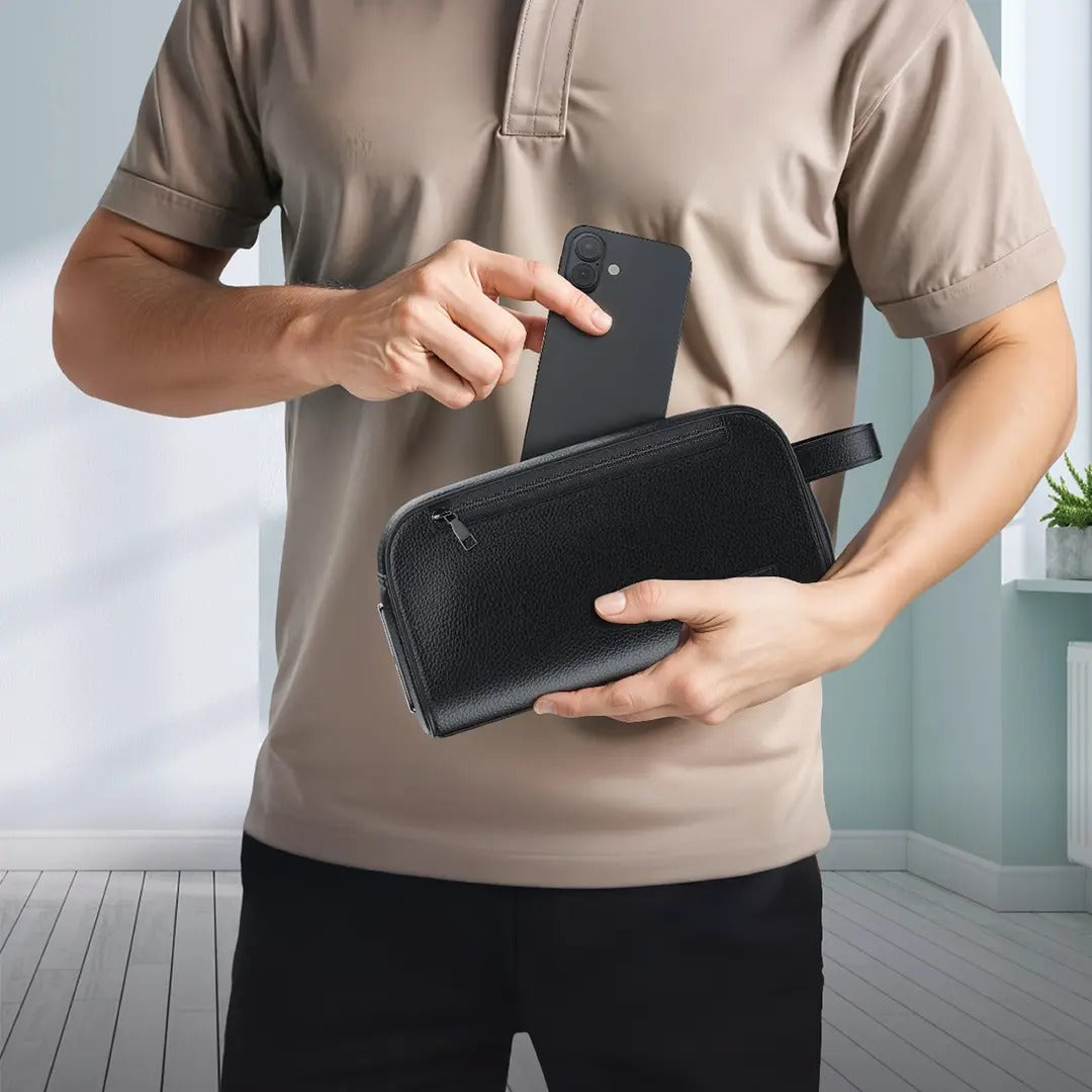 حقيبة بصمة الأصبع، مصنوعة من جلد البولي يوريثان بقفل ذكي وآمن مضاد للسرقة - من Green Lion