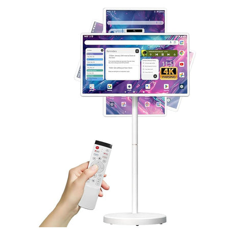 32” Portable Smart TV on Wheels – 1080P Touchscreen Display, Android 15 (Google EDLA Certified), 8GB RAM + 128GB Storage, Built-in Webcam and Speakers by Saska-Saska.ae