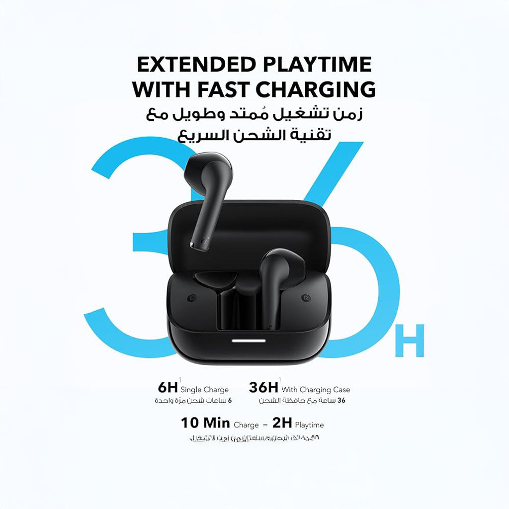سماعات أذن لاسلكية K20i – تشغيل حتى 36 ساعة، مكالمات واضحة بتقنية الذكاء الاصطناعي، مقاومة للماء IPX5 من Soundcore by Anker 