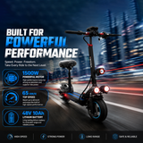 48V Foldable Electric Scooter for Adults with Removable Seat, Dual Suspension, Off Road Tires